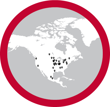 Carte de la région Amérique du Nord